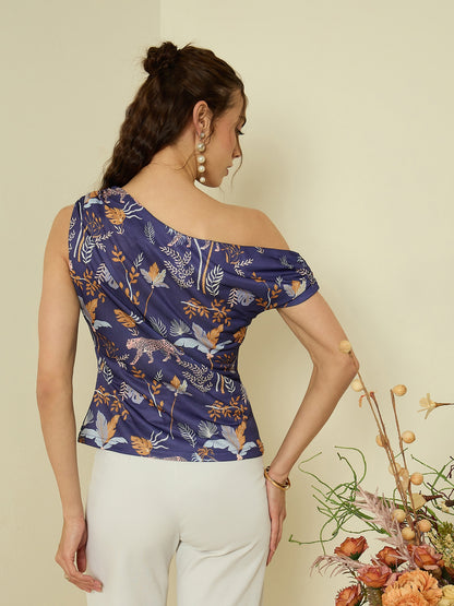 One Shoulder Hyper Texture Top