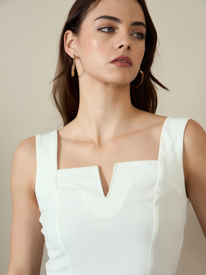 V-cut Solid  Tank Top