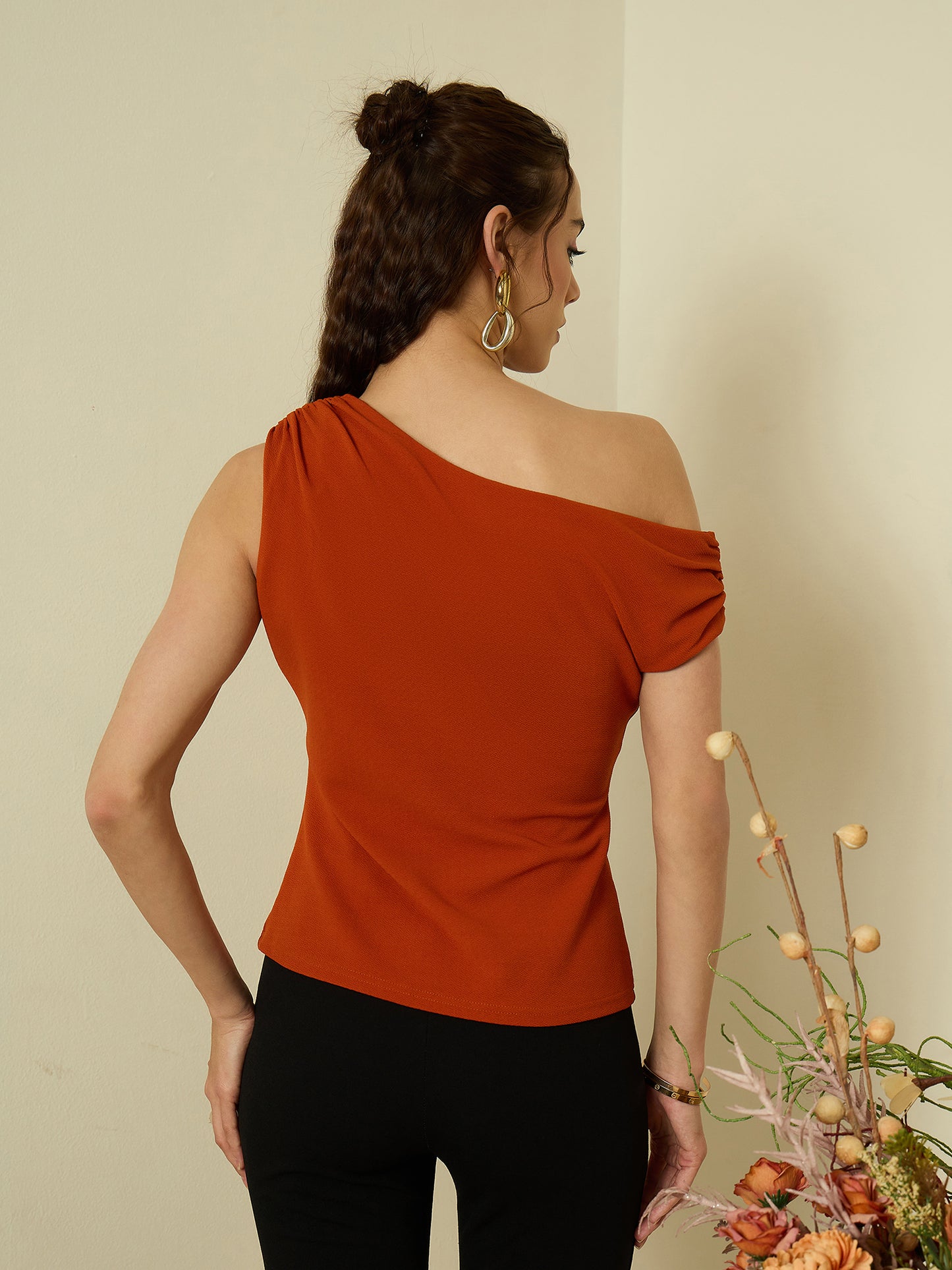 One Shoulder Hyper Texture Top