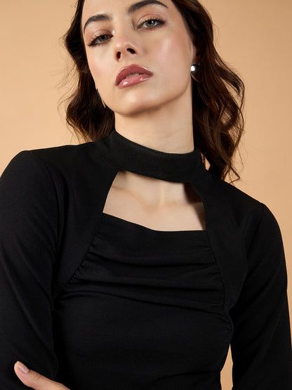 Ruching Band Neck Top