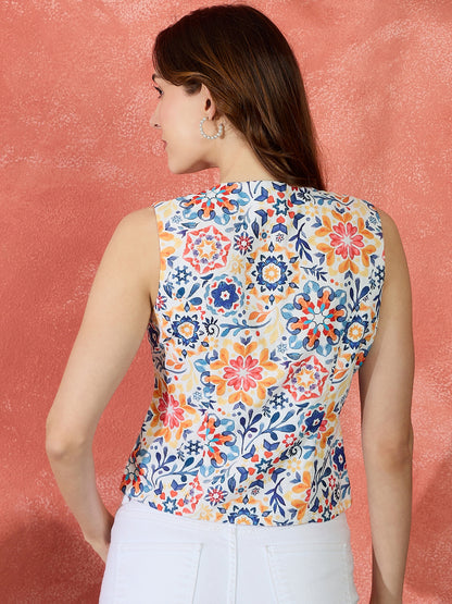 Tie-up Asymmetrical Hem Top