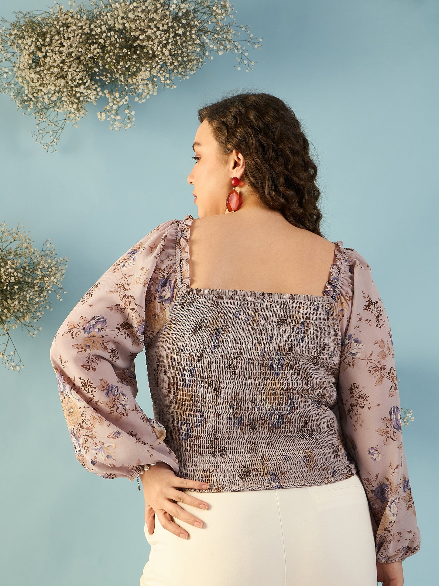 Bishop Sleeve Ruched Top