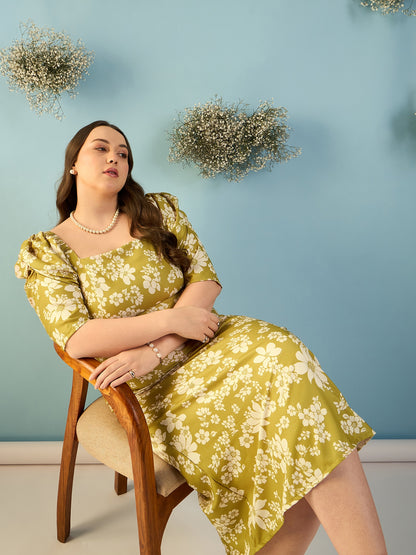 Puff Sleeves A-line Dress