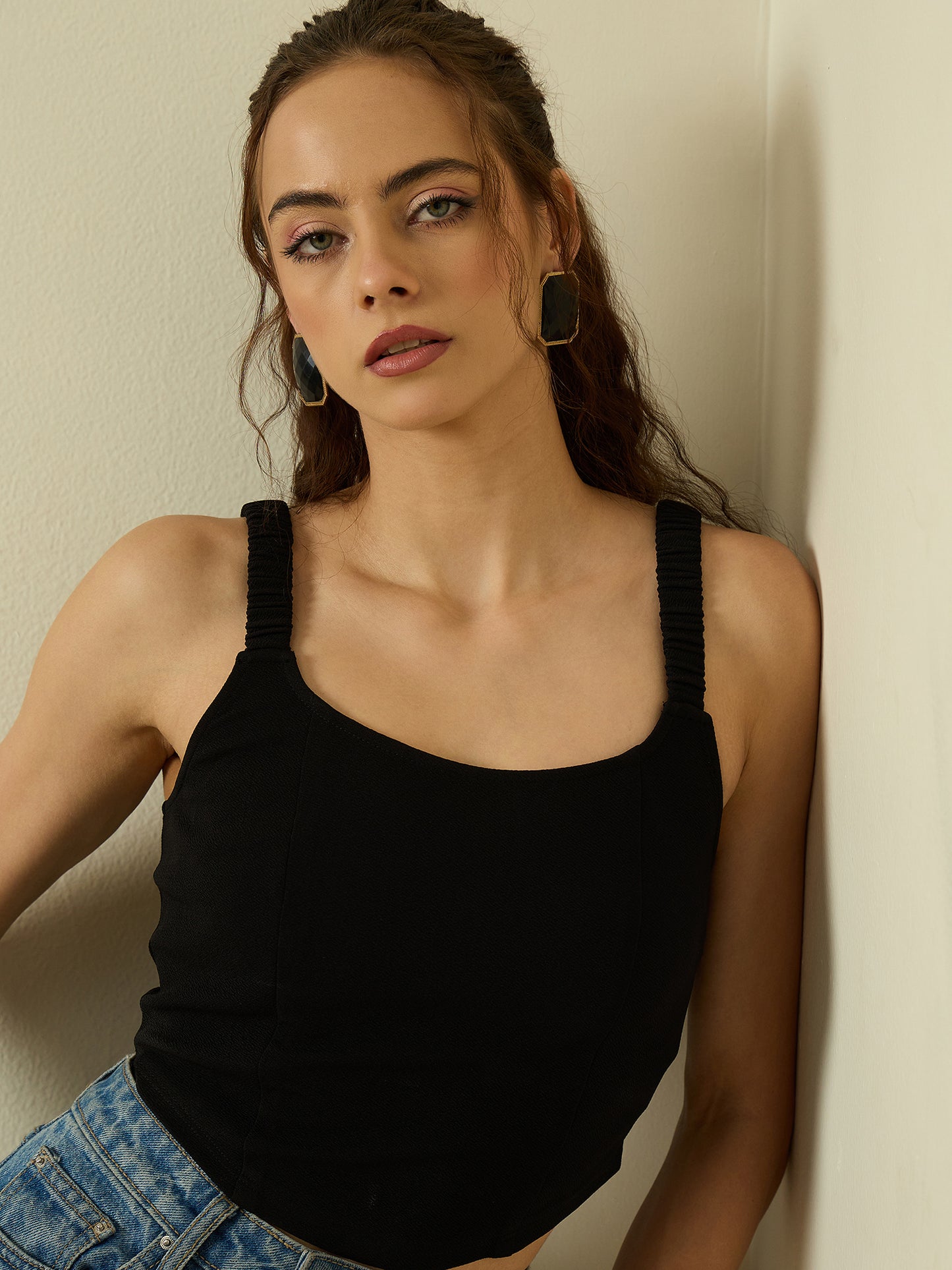 Ruched Strap Corset Top