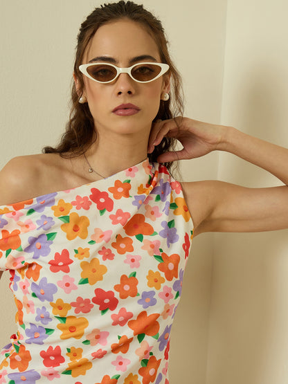 One Shoulder Hyper Texture Top