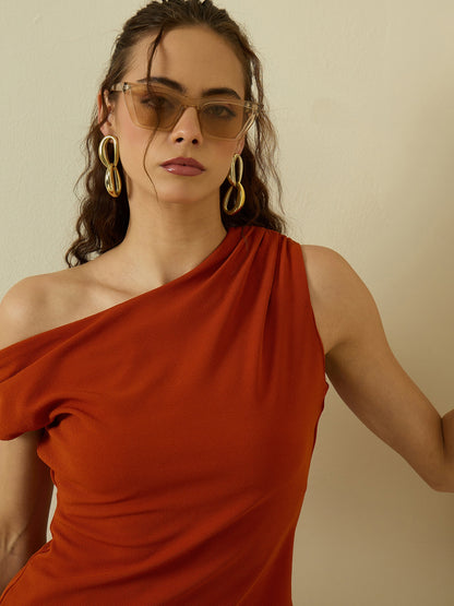 One Shoulder Hyper Texture Top