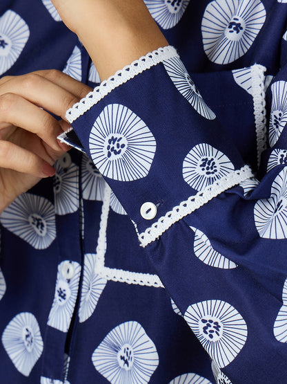 LACE TRIM INDIGO SHIRT