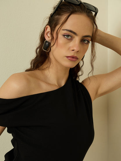 One Shoulder Hyper Texture Top