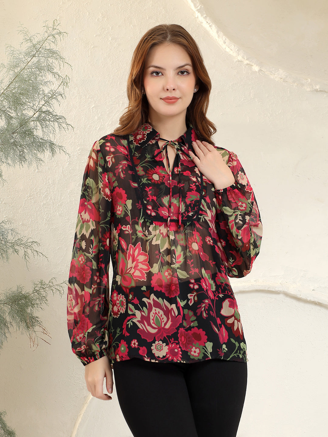 BOHO SEMI SHEER BLOUSE TOP