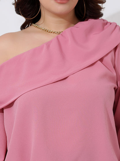 Asymmetrical Neckline Bishop Sleeve Top