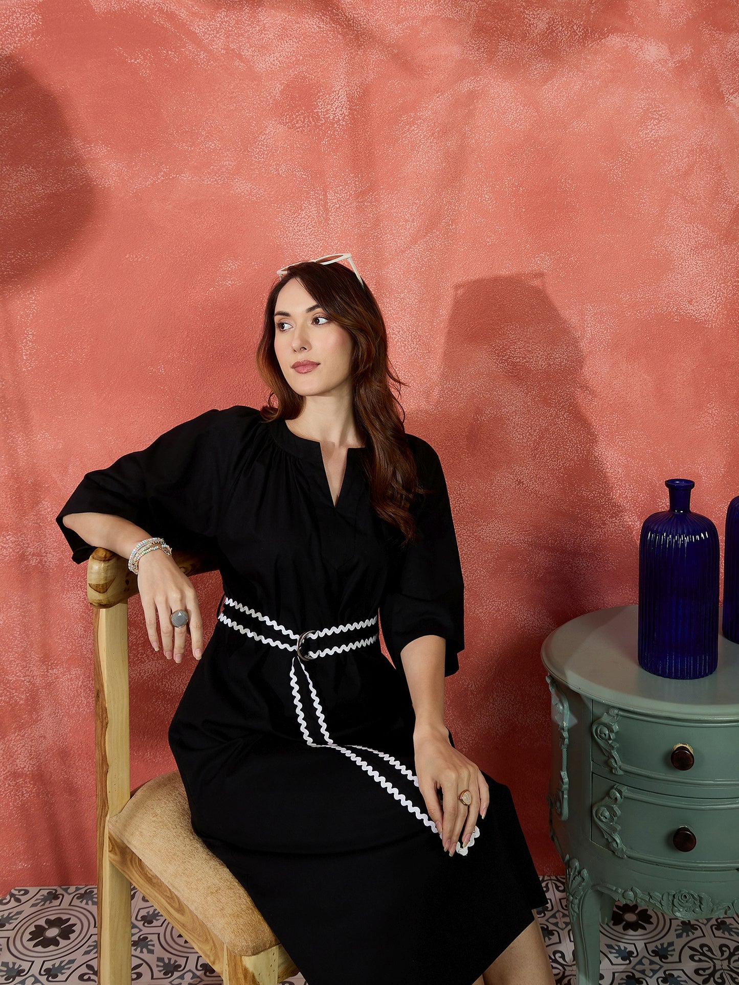 Lace Trim Midi Length Dress