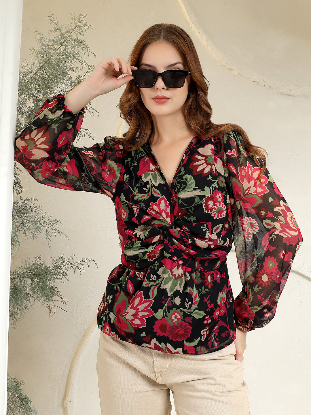 Twist Detail Long Sleeve Blouse