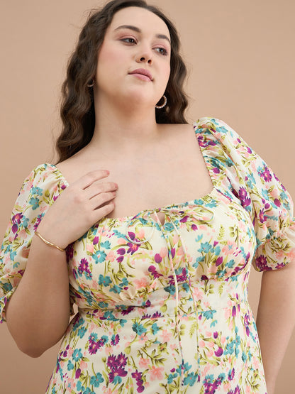 puff sleeves midi dress