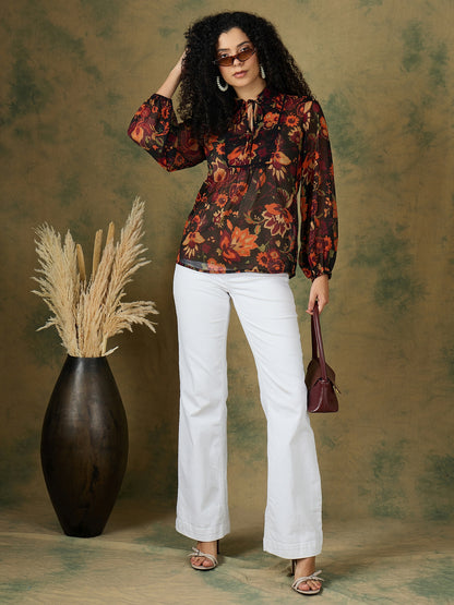 BOHO SEMI SHEER BLOUSE TOP