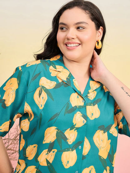 Relaxed Fit Cuban Collar Solid Casual Shirt