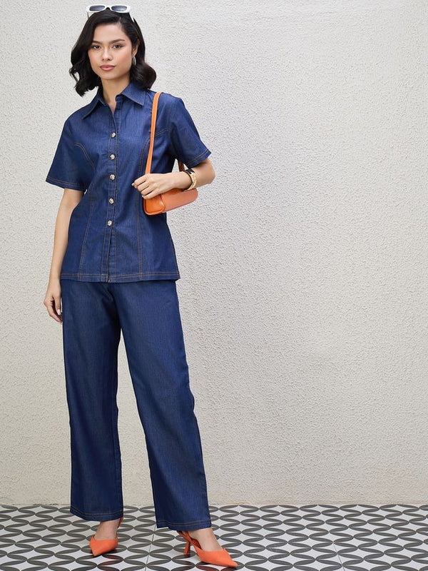 Kibo Women Western Wear Navy Co-Ord Set