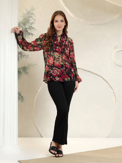 BOHO SEMI SHEER BLOUSE TOP