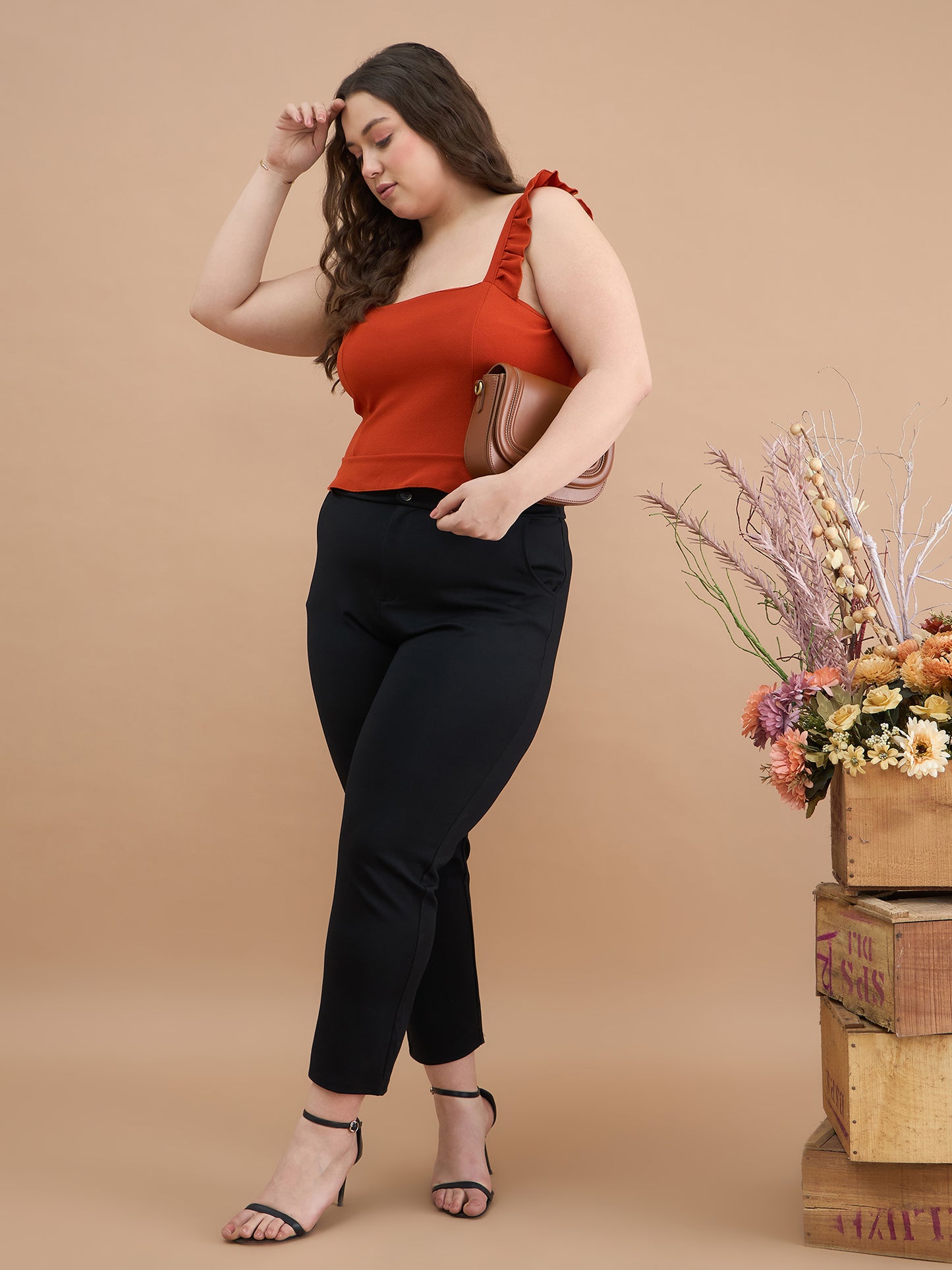 Ruffles Strap Peplum Top