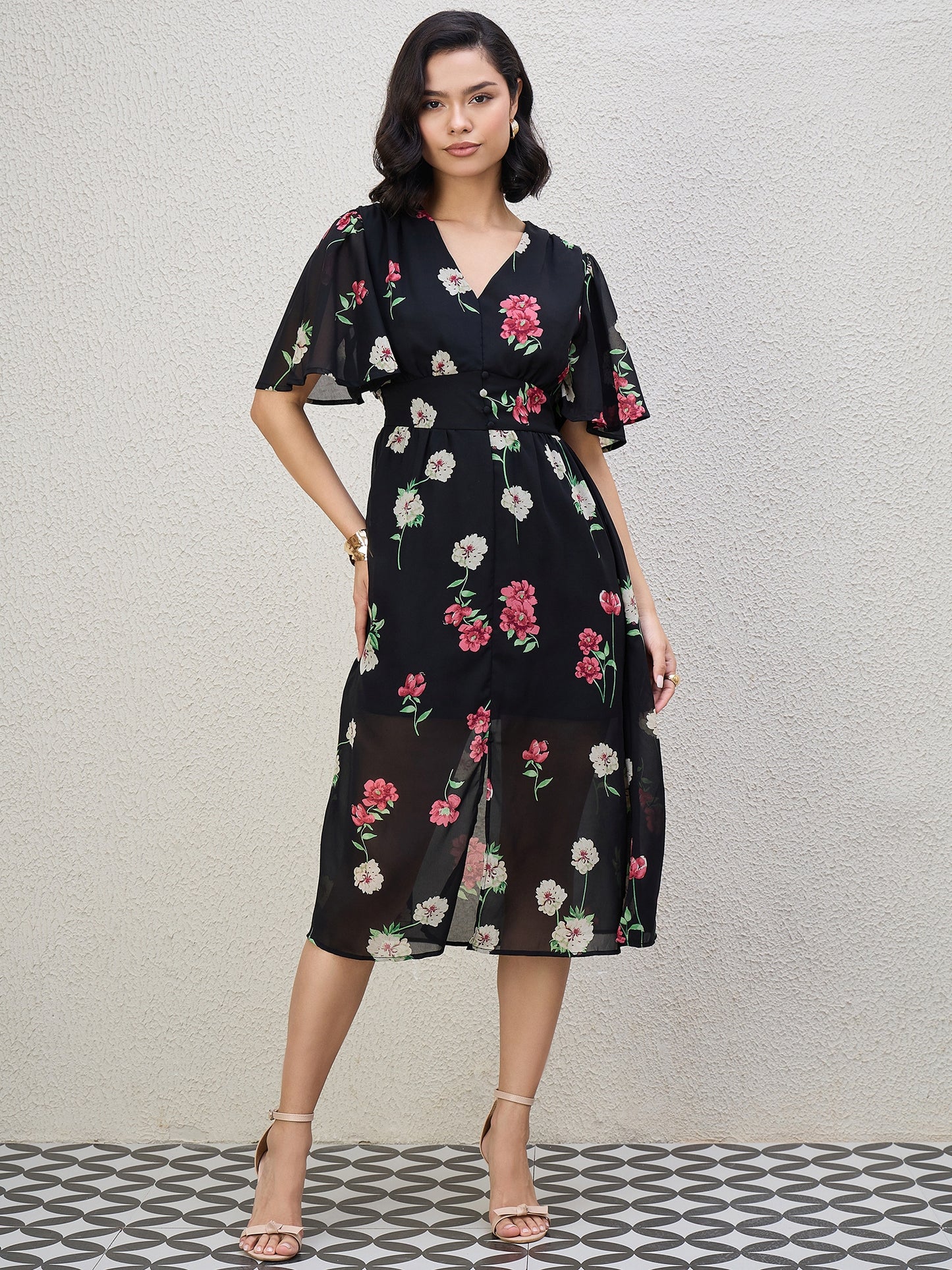 FLORAL MIDI DRESS