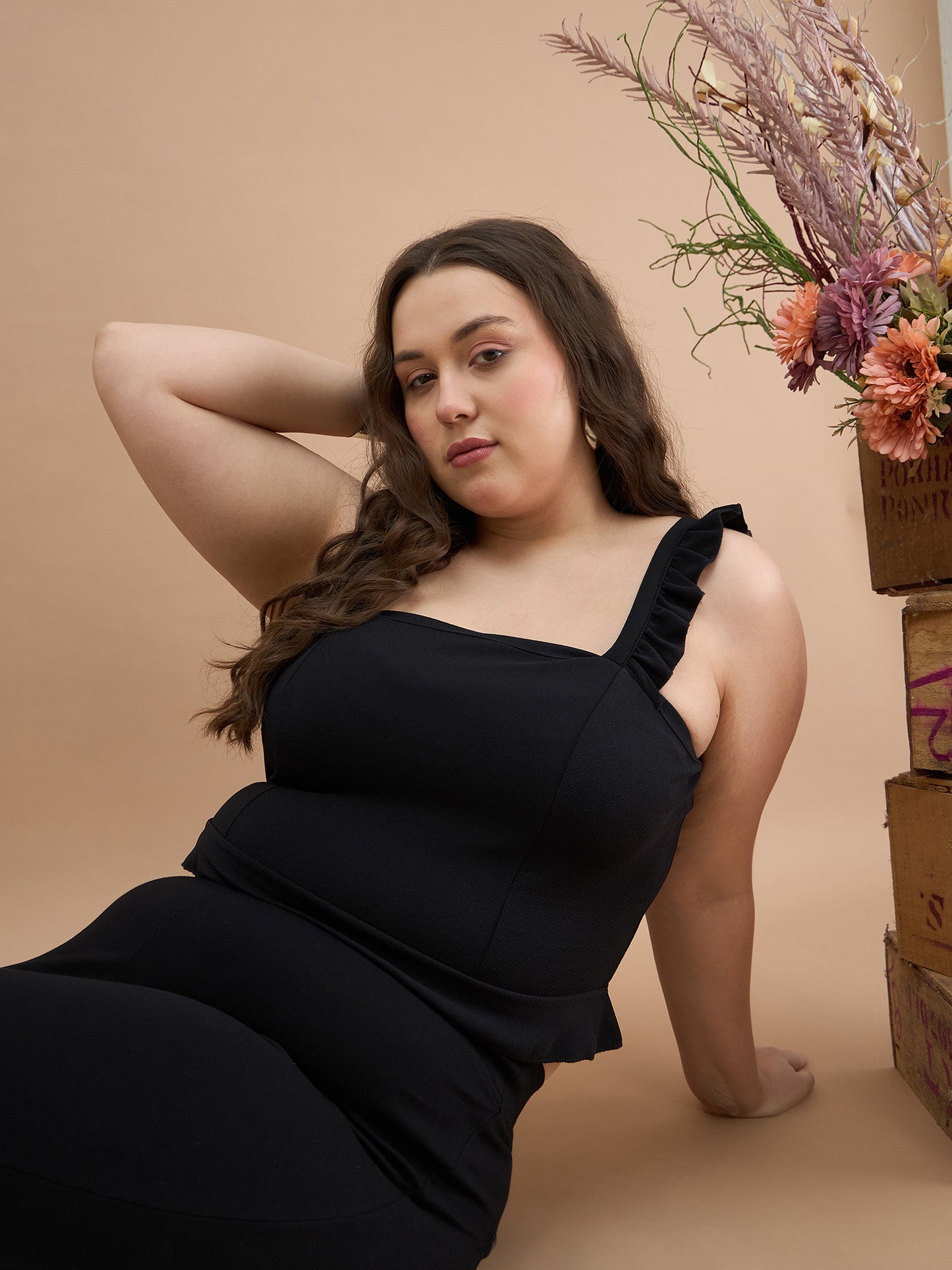 Ruffles Strap Peplum Top