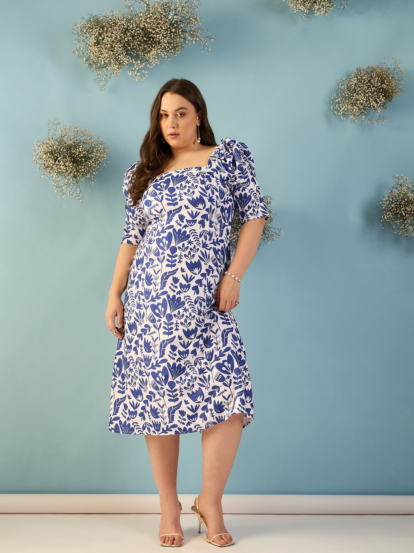 Puff Sleeves A-line Dress