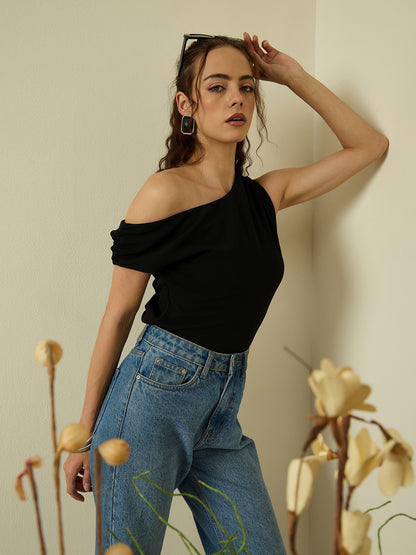 One Shoulder Hyper Texture Top