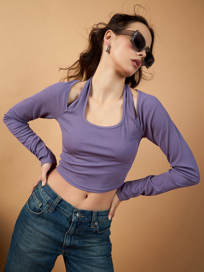 Halter Neck Rib Top