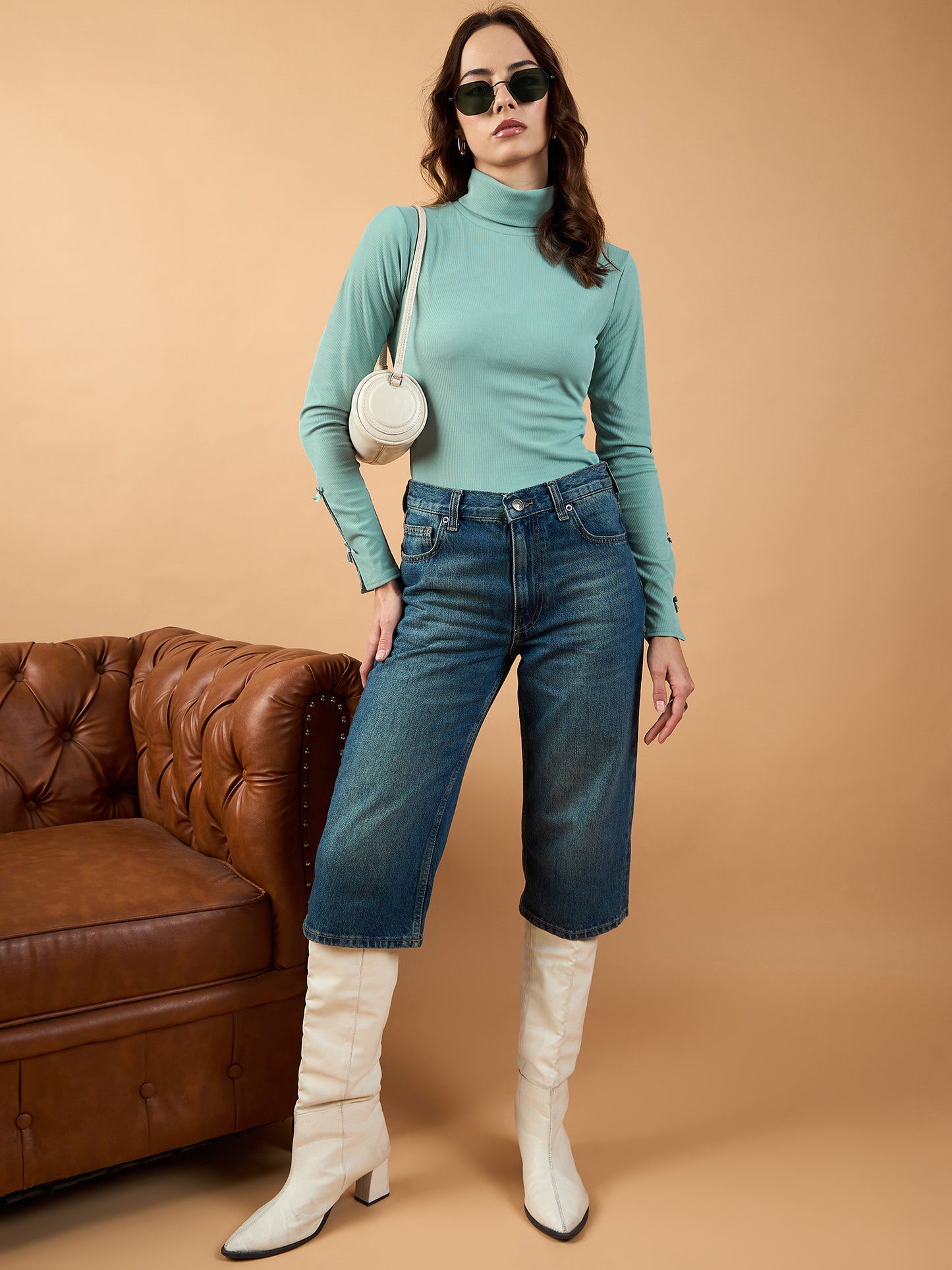 Bow Detail Turtle Neck Top