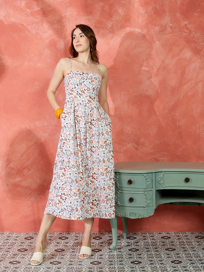 Lycia Pleated Maxi Strappy Dress