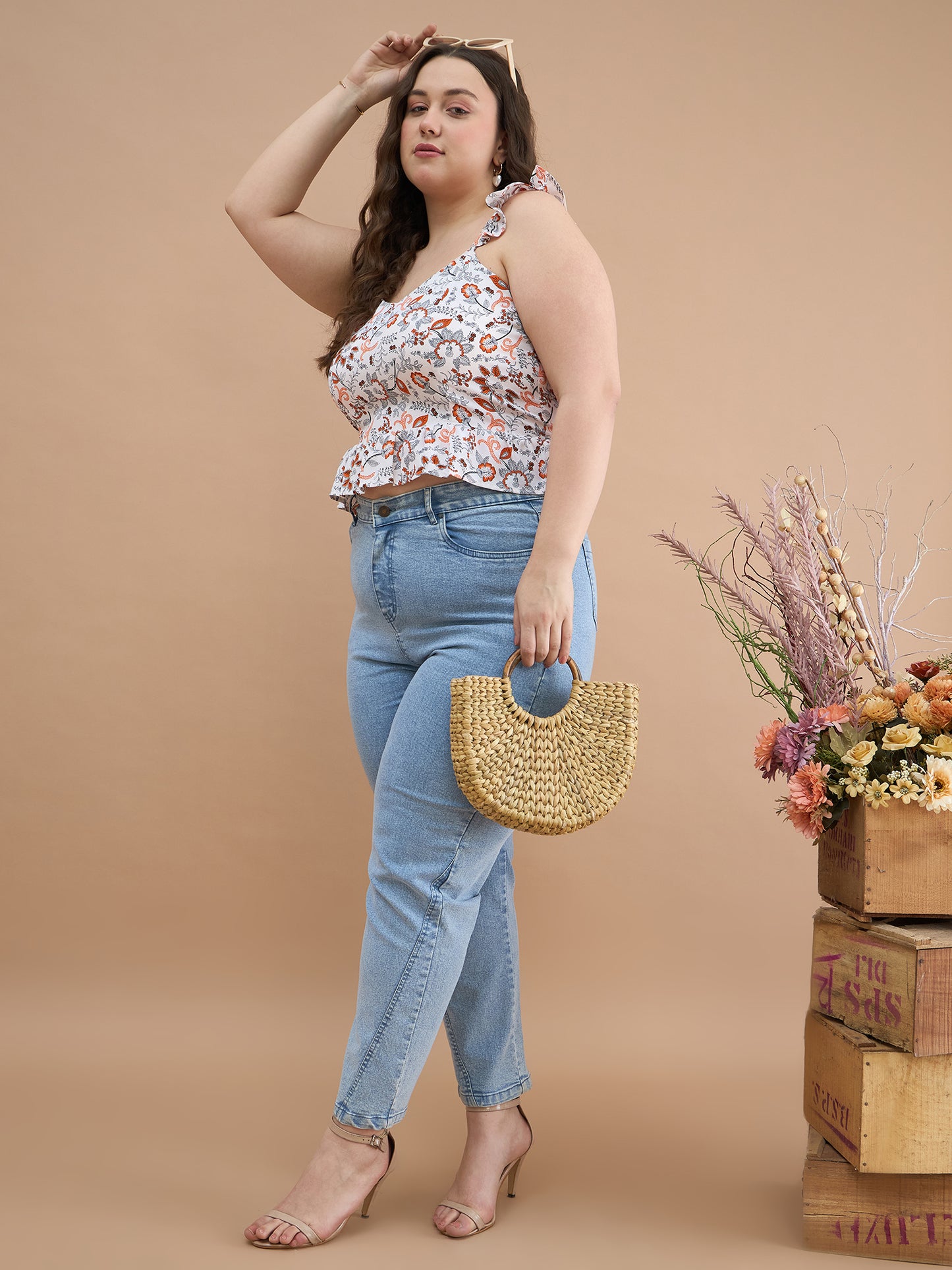 Ruffles Strap Peplum Top