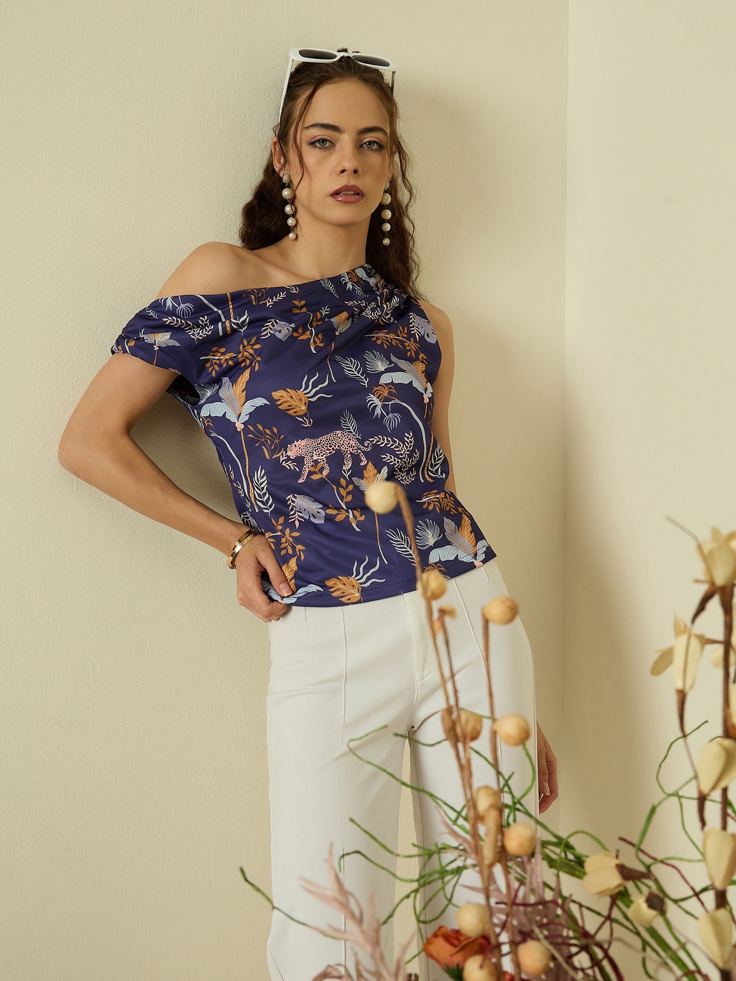 One Shoulder Hyper Texture Top