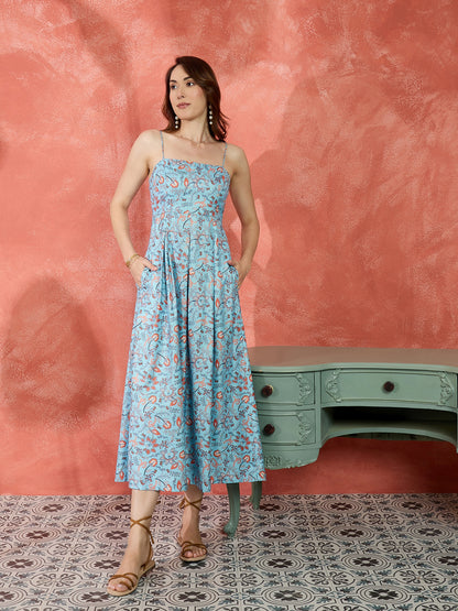 Lycia Pleated Maxi Strappy Dress