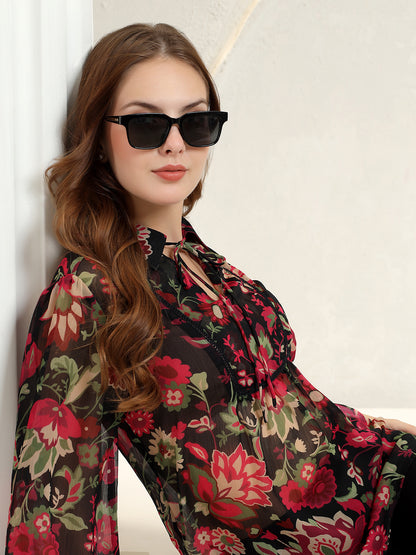 BOHO SEMI SHEER BLOUSE TOP