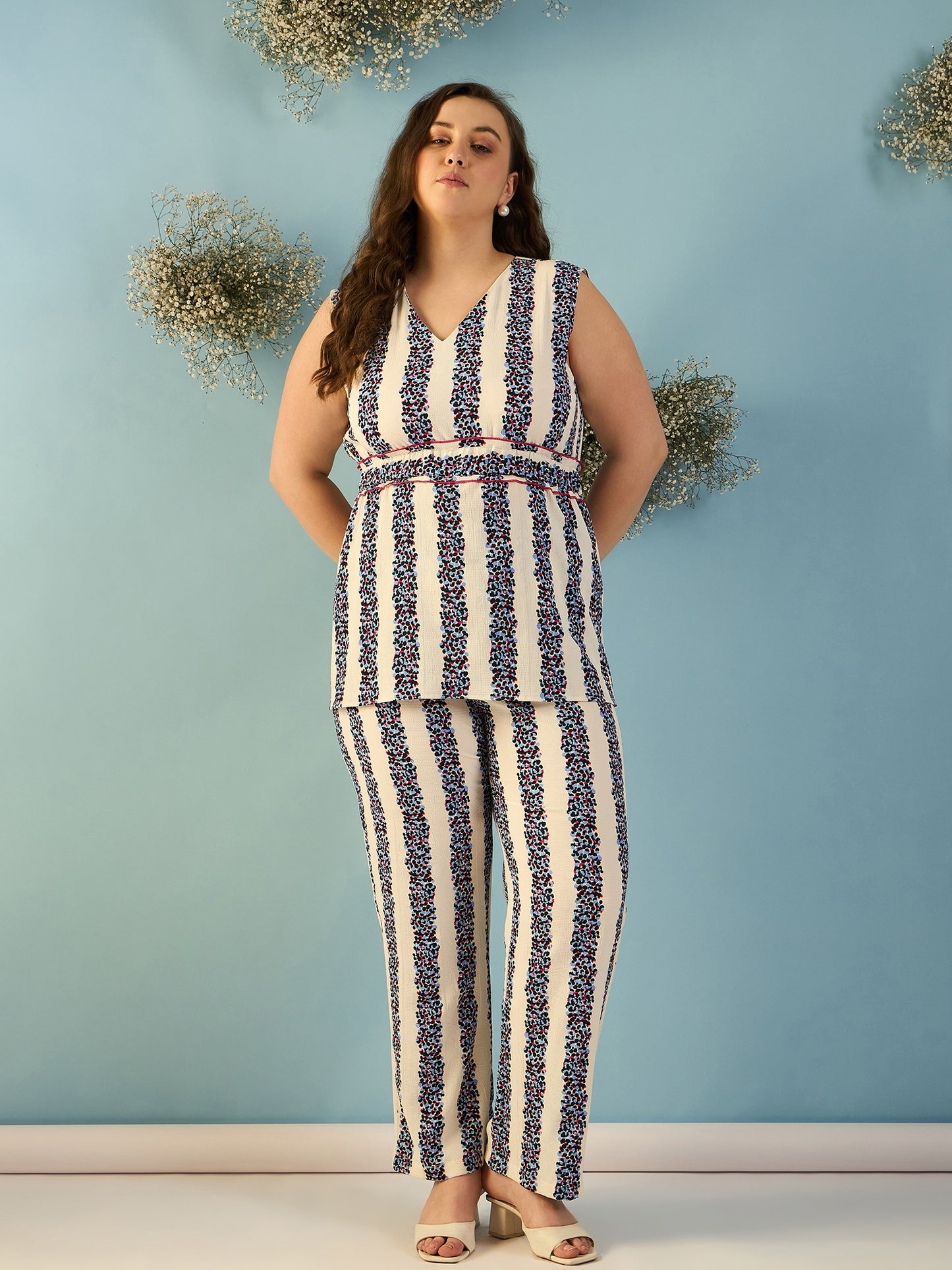 Sleeveless Striped Co-ord Set