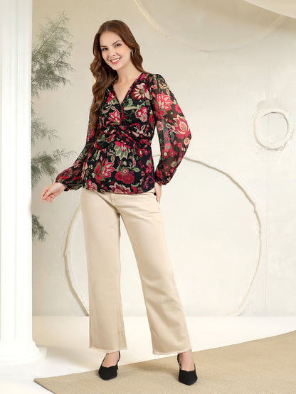 Twist Detail Long Sleeve Blouse