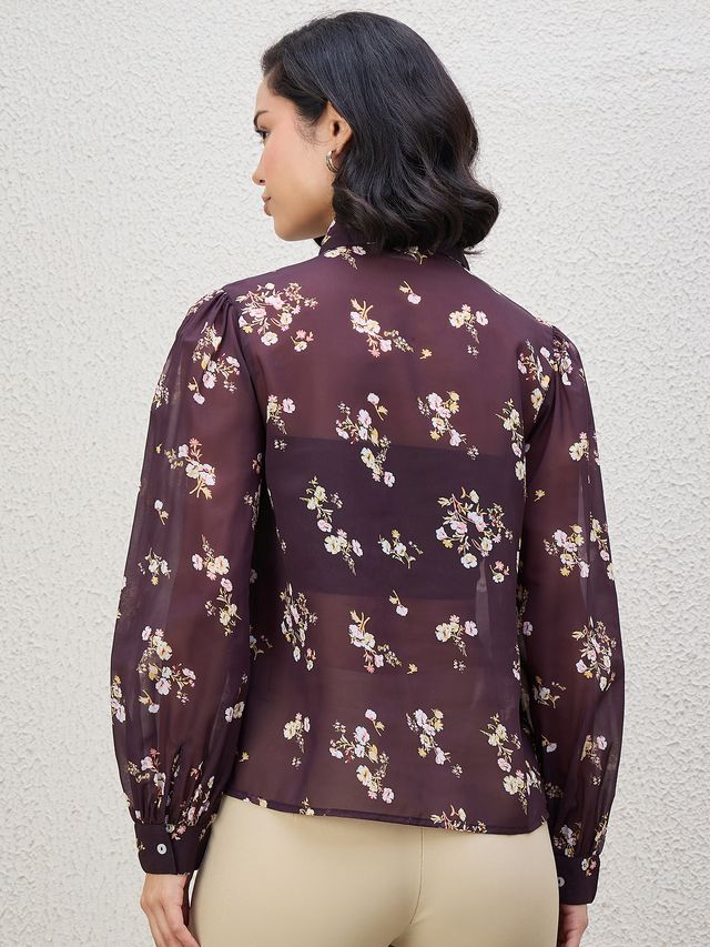 FLORAL PRINT FRILL SHIRT