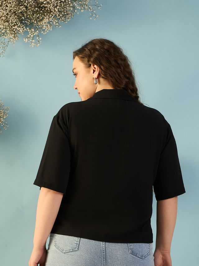 Relaxed Fit Cuban Collar Solid Casual Shirt