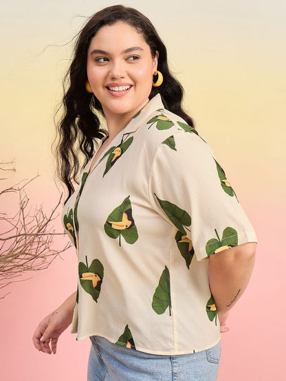 Relaxed Fit Cuban Collar Solid Casual Shirt