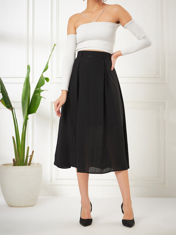 Black Pleated Formal Skirt