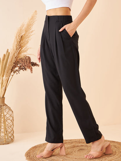 Solid Black High Waist Trouser