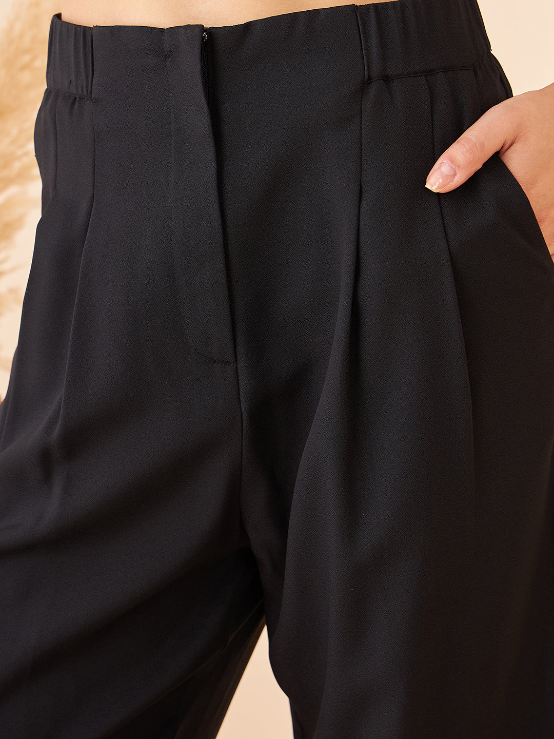 Solid Black High Waist Trouser