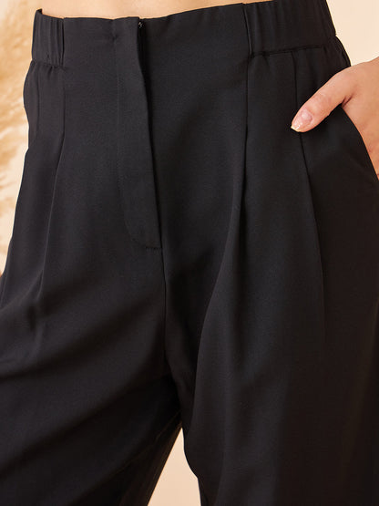 Solid Black High Waist Trouser