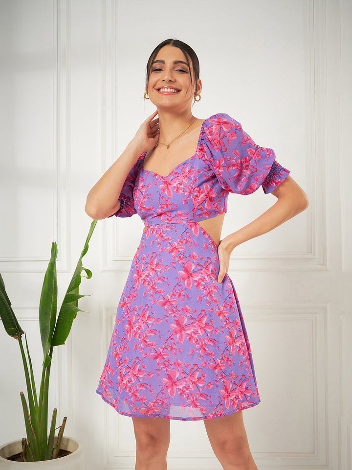 Plunge Neck Cut-out Dress
