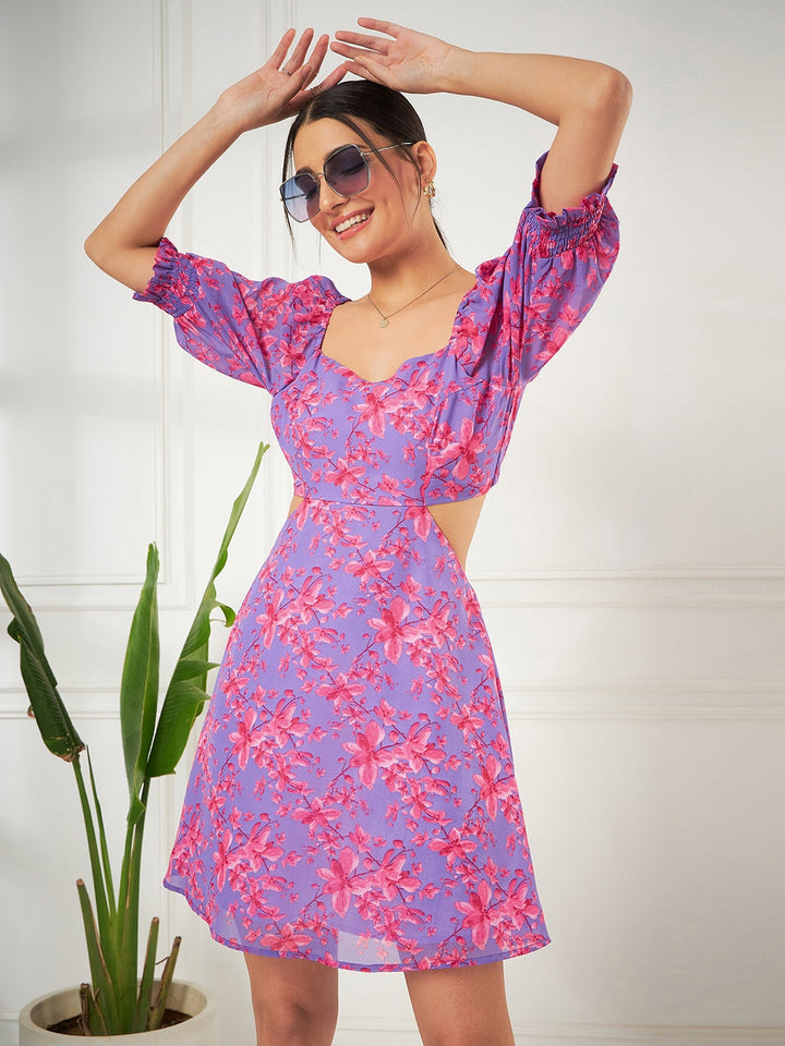 Plunge Neck Cut-out Dress