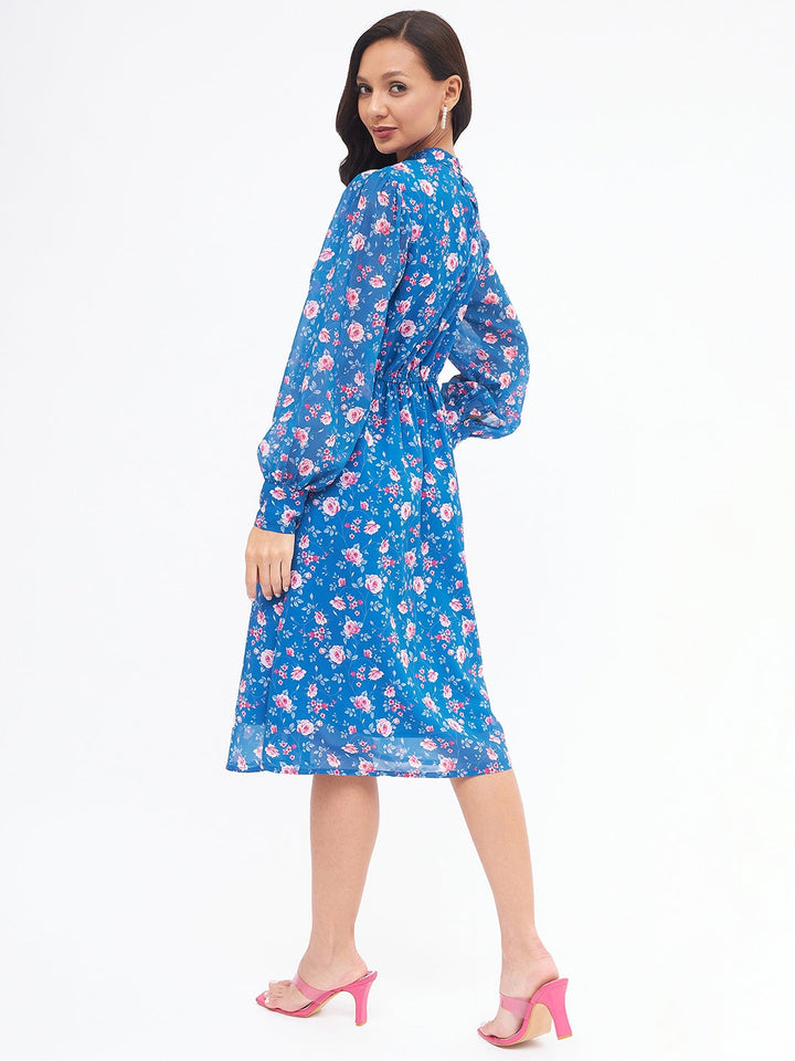 Floral High Neck Fit & Flare Dress
