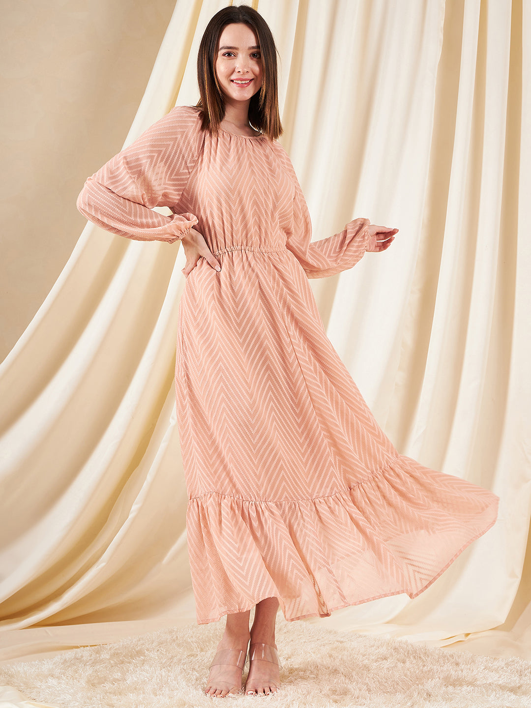 Self Design Tie-Knot Maxi Dress