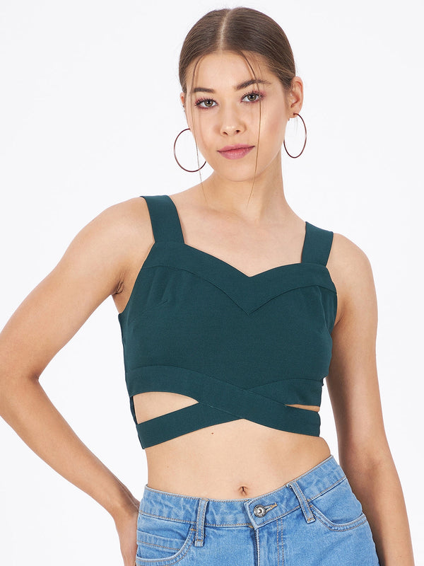 Spandex Front Cut-Out Crop Top