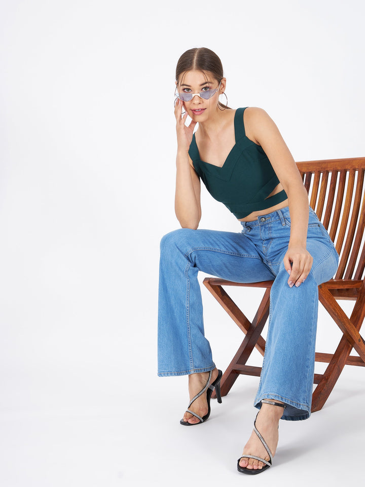 Spandex Front Cut-Out Crop Top