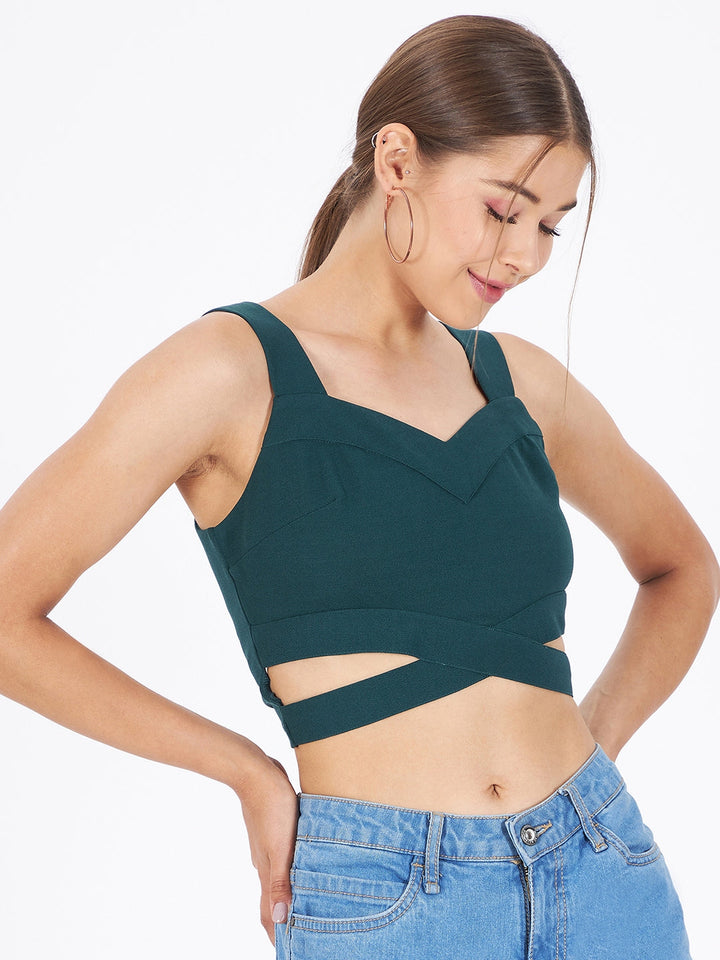 Spandex Front Cut-Out Crop Top