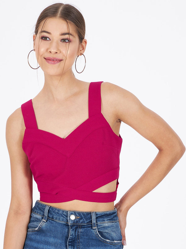 Spandex Front Cut-Out Crop Top
